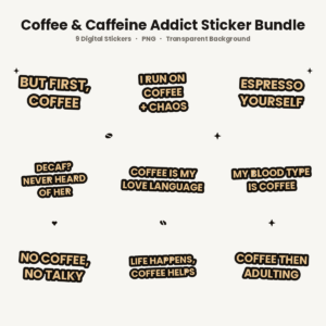 Coffee Lover Sticker Pack – Waterproof Vinyl Stickers cover image.