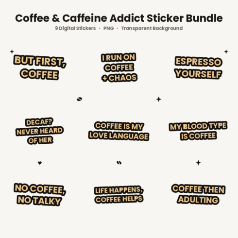 Coffee Lover Sticker Pack – Waterproof Vinyl Stickers cover image.