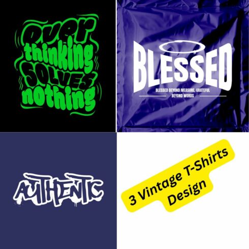 3 Vintage T-Shirts Design Bundle – Urban Streetwear Typography cover image.
