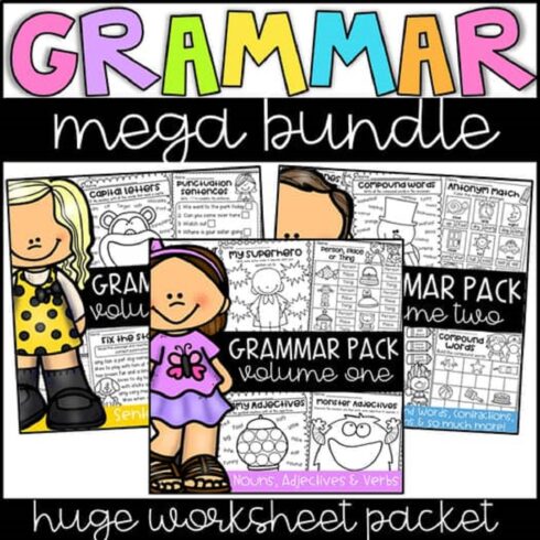 152 Grammar Worksheets Bundle | Printable Elementary ELA Practice & Activities cover image.
