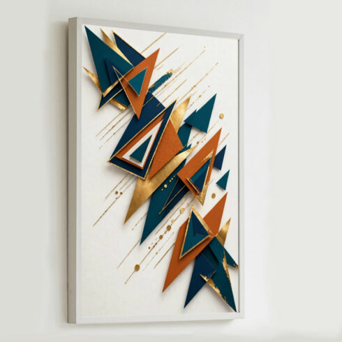Abstract Geometric Wall Art – Modern Teal, Gold & Terracotta Art cover image.