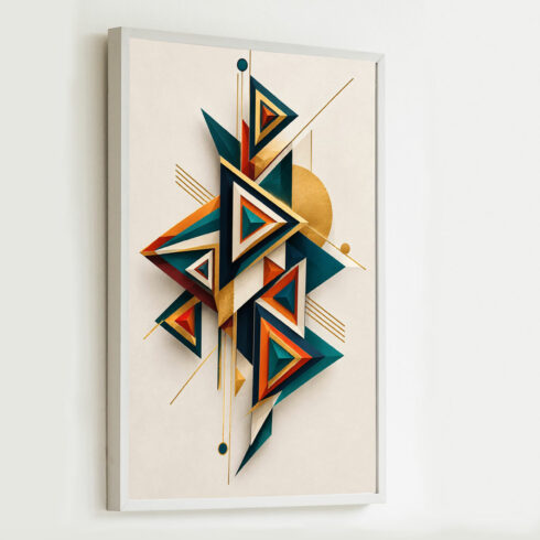 Modern Geometric Abstract Wall Art – Luxury Teal, Gold & Terracotta Decor cover image.