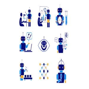 Artificial Intelligence Robot and Business Automation Icons cover image.