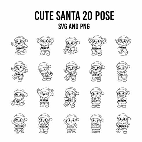 Cute Santa Claus SVG PNG Bundle cover image.