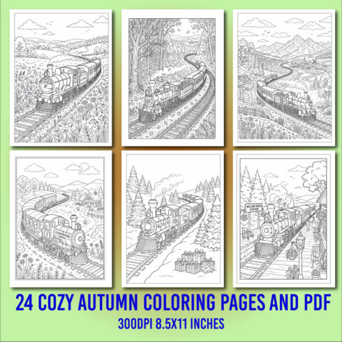Cozy Train Coloring Pages cover image.