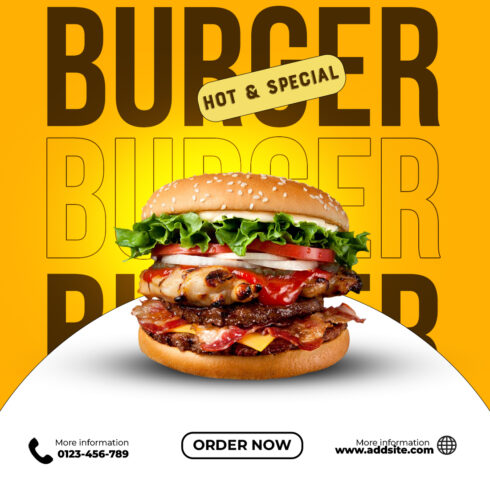 Professional food advertisement poster design with a delicious, eye-catching layout, perfect for restaurants, cafés, food brands, and promotions cover image.