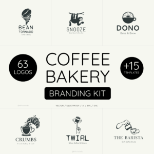 Ultimate Coffee Shop Branding Mega Bundle — 63 Logos & Full Identity Kit cover image.