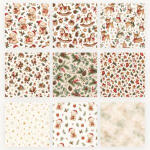 My First Christmas | Vintage Santa, Toys & Teddy Bears Watercolor Patterns cover image.