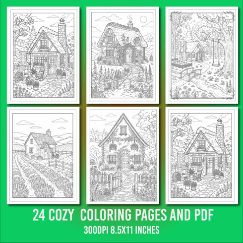 Cozy Cottage Coloring Pages cover image.