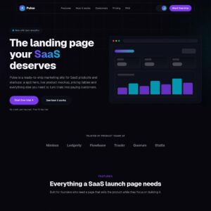 Pulse - SaaS Product Landing Page Template cover image.