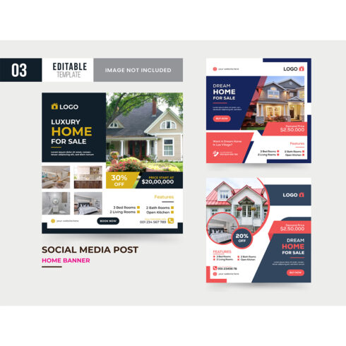 Home social media post template design cover image.