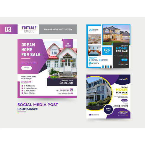 Dream Home social media post template design cover image.