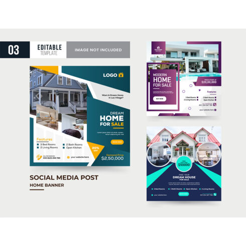 Home social media post template design cover image.