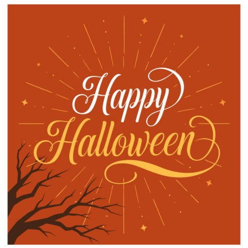 Glowing Typographic Happy Halloween Greeting Card Template cover image.