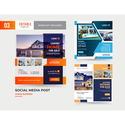 modern Home social media post template design cover image.