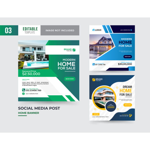 Modern home social media post template design cover image.