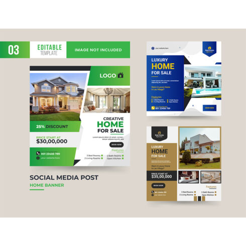 Home social media post template design cover image.