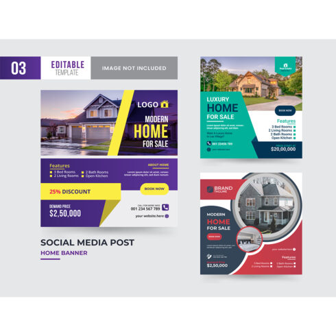 modern home social media post template design cover image.