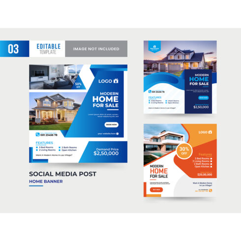 MOdern Home social media post template design cover image.