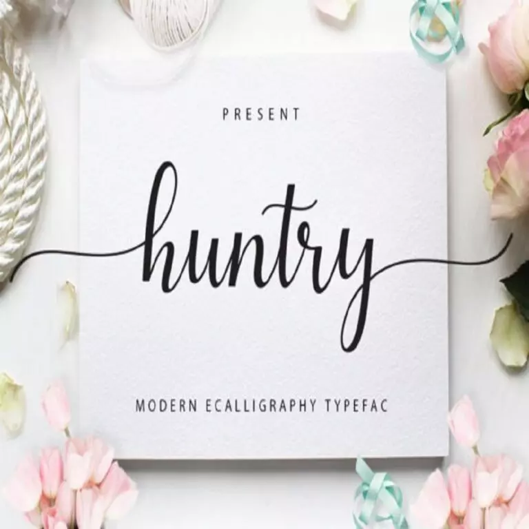 Huntry Font – Free Commercial Bold Handwritten Font for Cricut & Etsy cover image.
