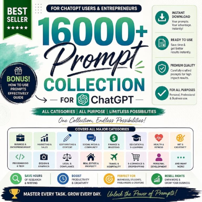 16,000+ AI Prompts Bundle for ChatGPT & Claude | Small Business Marketing, Content Creation, Social Media & Copywriting Prompts | Digital Download cover image.