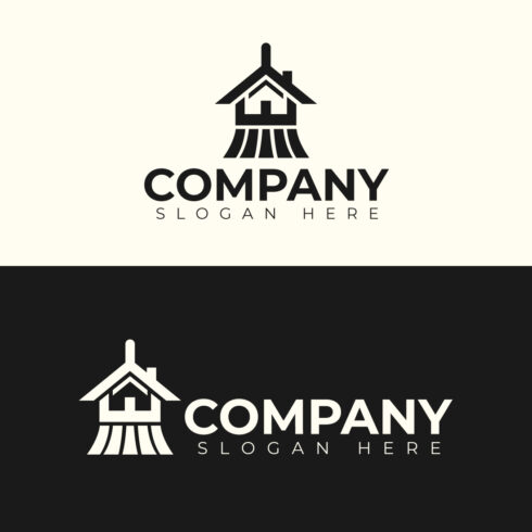 Minimalist House & Broom Cleaning Services Logo Design | Home Cleaning & Janitorial Vector cover image.
