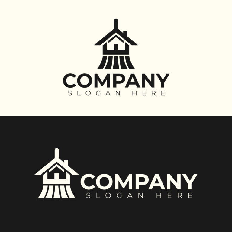 Minimalist House & Broom Cleaning Services Logo Design | Home Cleaning & Janitorial Vector cover image.