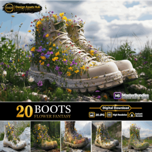 Flower Boots Fantasy Images – Floral Hiking Shoes in Mountain Nature for Outdoor, Fashion and Creative Designs cover image.