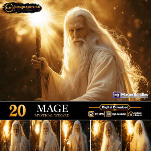 Mage Fantasy Wizard Portraits – Mystical Magic Character Images for Digital Art, Fantasy Design and Creative Projects cover image.