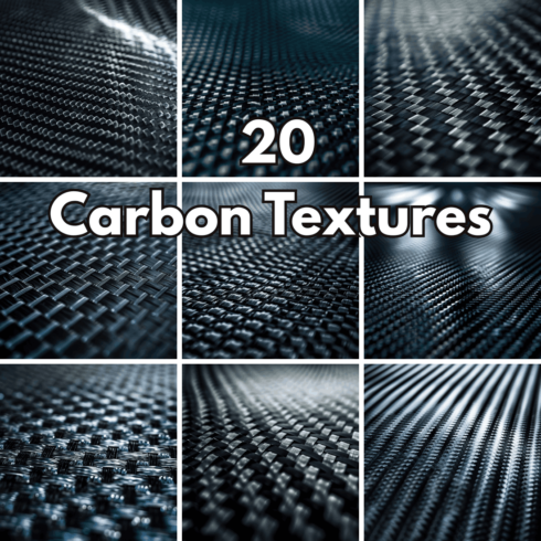 20 Carbon Fiber Backgrounds, Dark Industrial Tech Textures cover image.