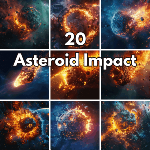 20 Asteroid Impact Digital Backgrounds, Burning Meteorite Wallpapers and Cosmic Explosion Concept Art cover image.