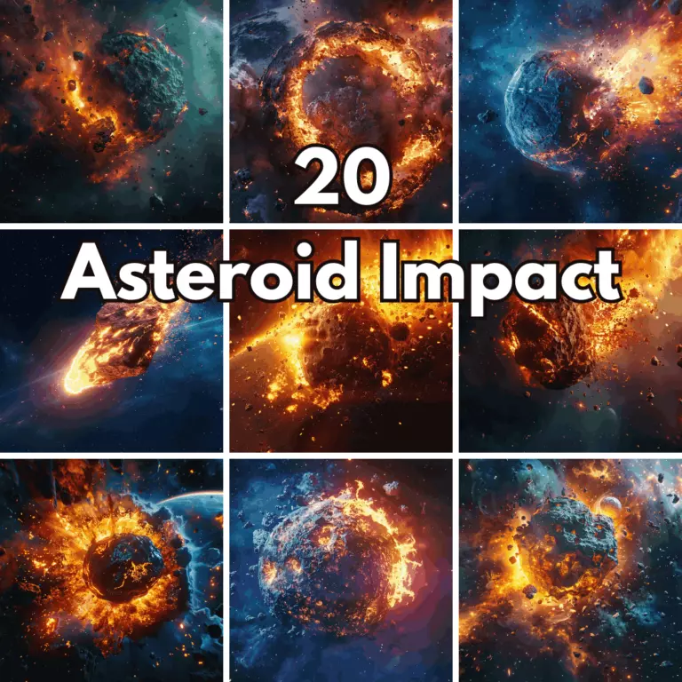 20 Asteroid Impact Digital Backgrounds, Burning Meteorite Wallpapers and Cosmic Explosion Concept Art cover image.