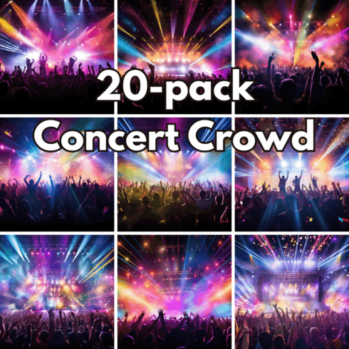 20-Pack Concert Crowd Stock Photos, Live Music Festival Backgrounds and Party Nightlife Images cover image.