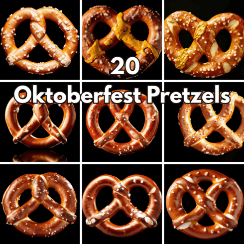 20 Oktoberfest Pretzel Digital Backgrounds, Bavarian Bakery & Festival Food Backdrop Papers cover image.