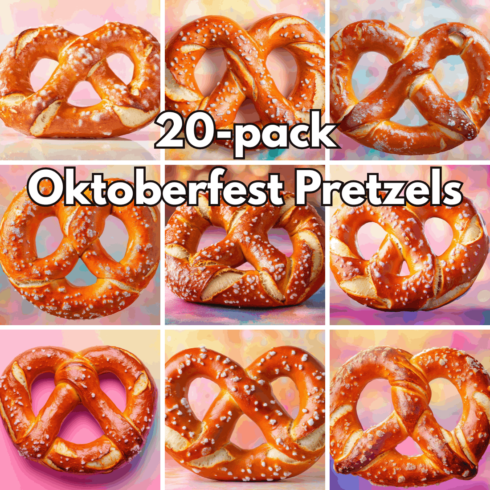 20-Pack Oktoberfest Pretzel Backgrounds and German Fest Assets cover image.