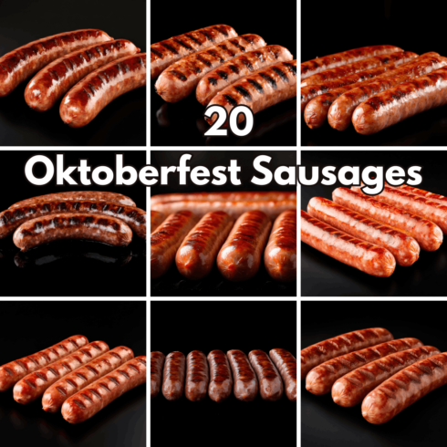 20 Oktoberfest Grilled Sausages, Bavarian Bratwurst & Festival Food Digital Backgrounds cover image.