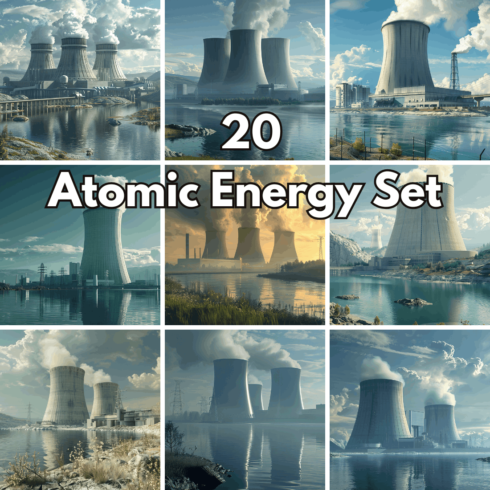 20 Nuclear Power Plant Backgrounds – Industrial Energy and Industrial Landscape Photo Set cover image.