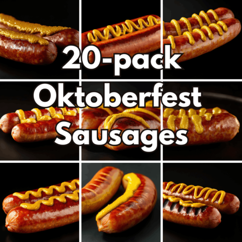20-Pack Oktoberfest Bratwurst and German Sausages Backgrounds cover image.