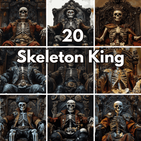 20 Skeleton King Backgrounds, Gothic Fantasy Throne Wallpapers cover image.