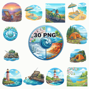 Outdoor Adventure Sublimation Clipart Bundle cover image.