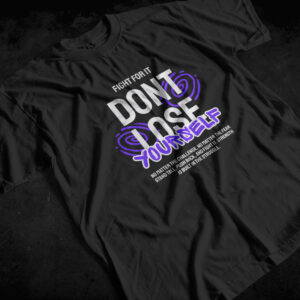 Dont Lose Yourself Motivational Graphic Design – Purple Cosmic Streetwear Typography cover image.