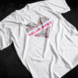 Peace Love Happiness Retro Doodle Design – Colorful Heart Graphic cover image.
