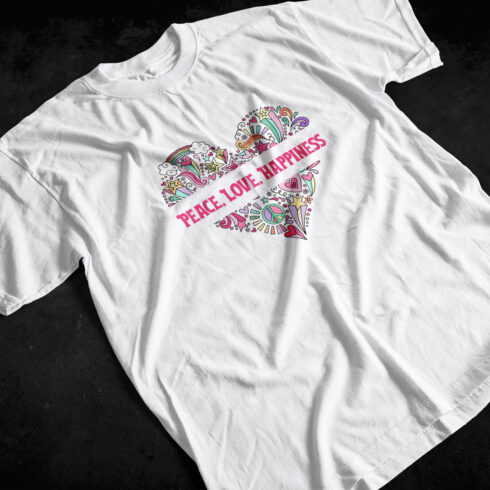 Peace Love Happiness Retro Doodle Design – Colorful Heart Graphic cover image.