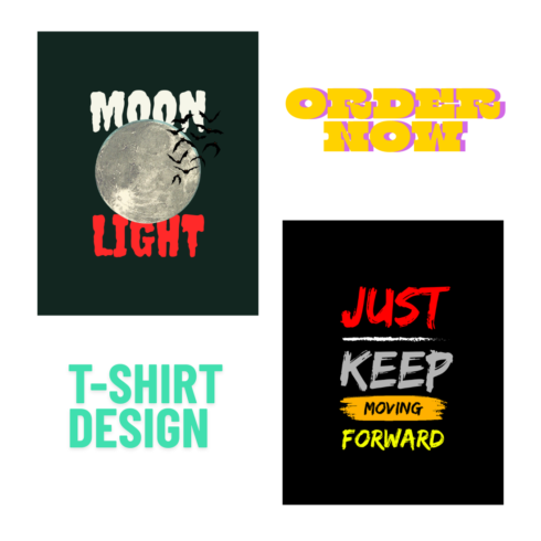 Typography T-Shirt Design Bundle | Moonlight & Motivational Vector Graphics cover image.