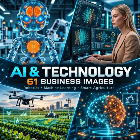 AI & Technology Business Image Library – 61 Futuristic AI Visuals cover image.