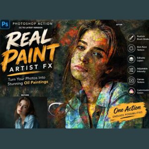 REAL PAINT ARTIST FX — Photoshop Action cover image.