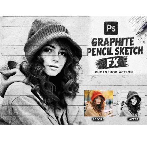 GRAPHITE PENCIL SKETCH FX — Photoshop Action cover image.