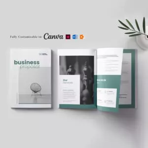 Business Proposal Template: Project Proposal, Case Study Brochure, Company Profile, Annual Report, Marketing Proposal Template (Editable in MS Word, Canva, InDesign, PowerPoint) cover image.