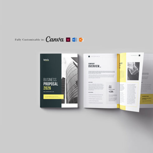 Business Proposal Template: Project Proposal, Case Study Brochure, Company Profile, Annual Report, Marketing Proposal Template (Editable in MS Word, Canva, InDesign, PowerPoint) cover image.