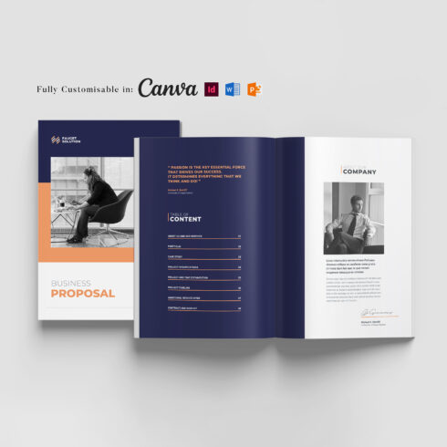 Business Proposal Template: Project Proposal, Case Study Brochure, Company Profile, Annual Report, Marketing Proposal Template (Editable in MS Word, Canva, InDesign, PowerPoint) cover image.